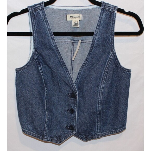 MADEWELL Denim Fitted Vest Women's Size 00 DARK/COLTMAN WASH‎ NWT - Picture 1 of 4